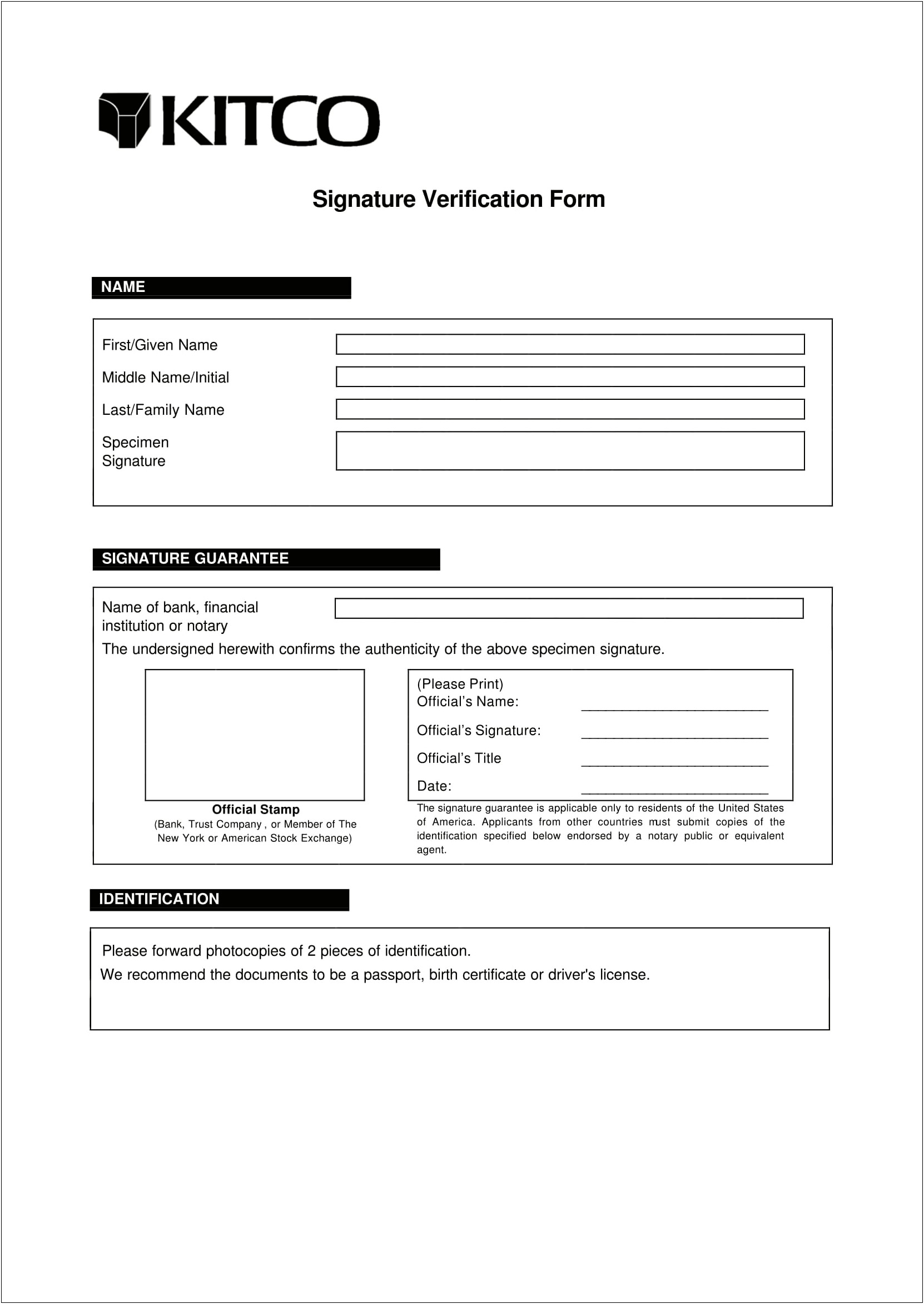 Us Bank Letter For Identification Verification Template