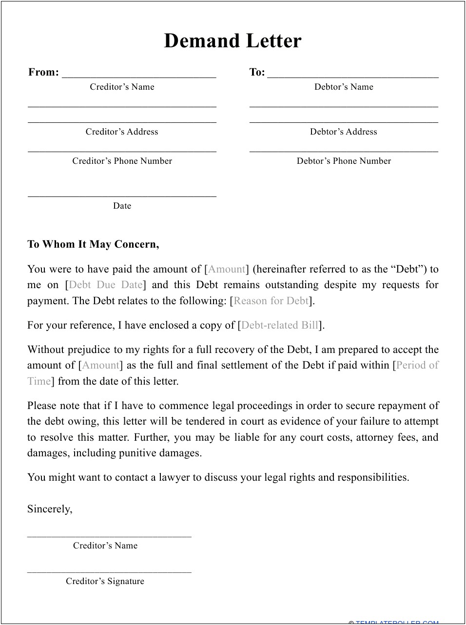 Us Law Without Prejudice Settlement Letter Template