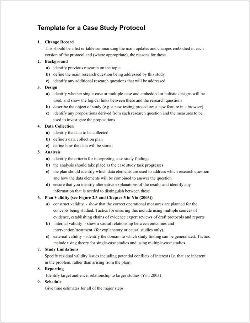 Using A Protocol Template For Case Study Planning