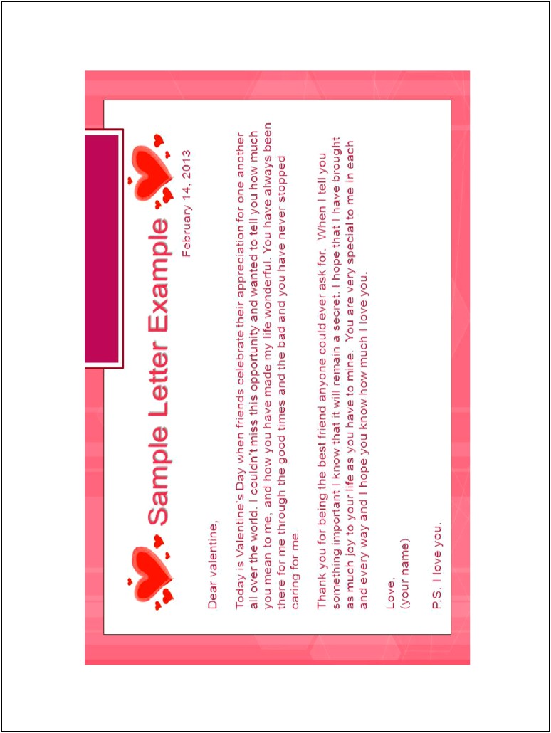 Valentine Day Blank Parent Letter Template