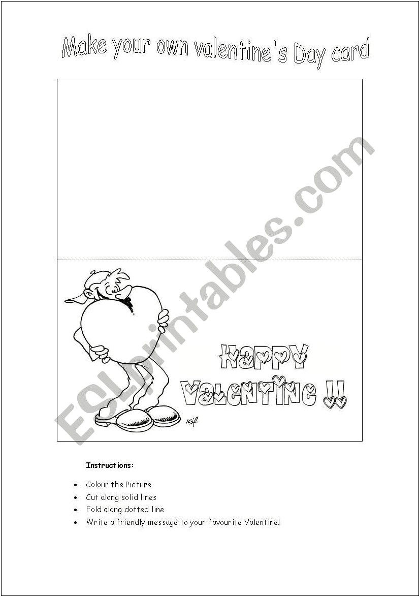 Valentine's Day Card Template Black And White