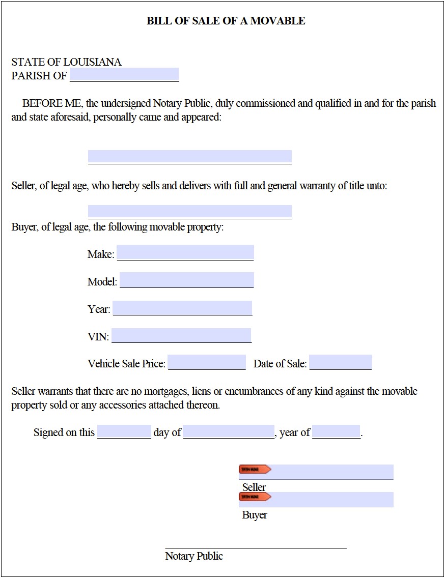 Vehicle Bill Of Sale Kentucky Word Template