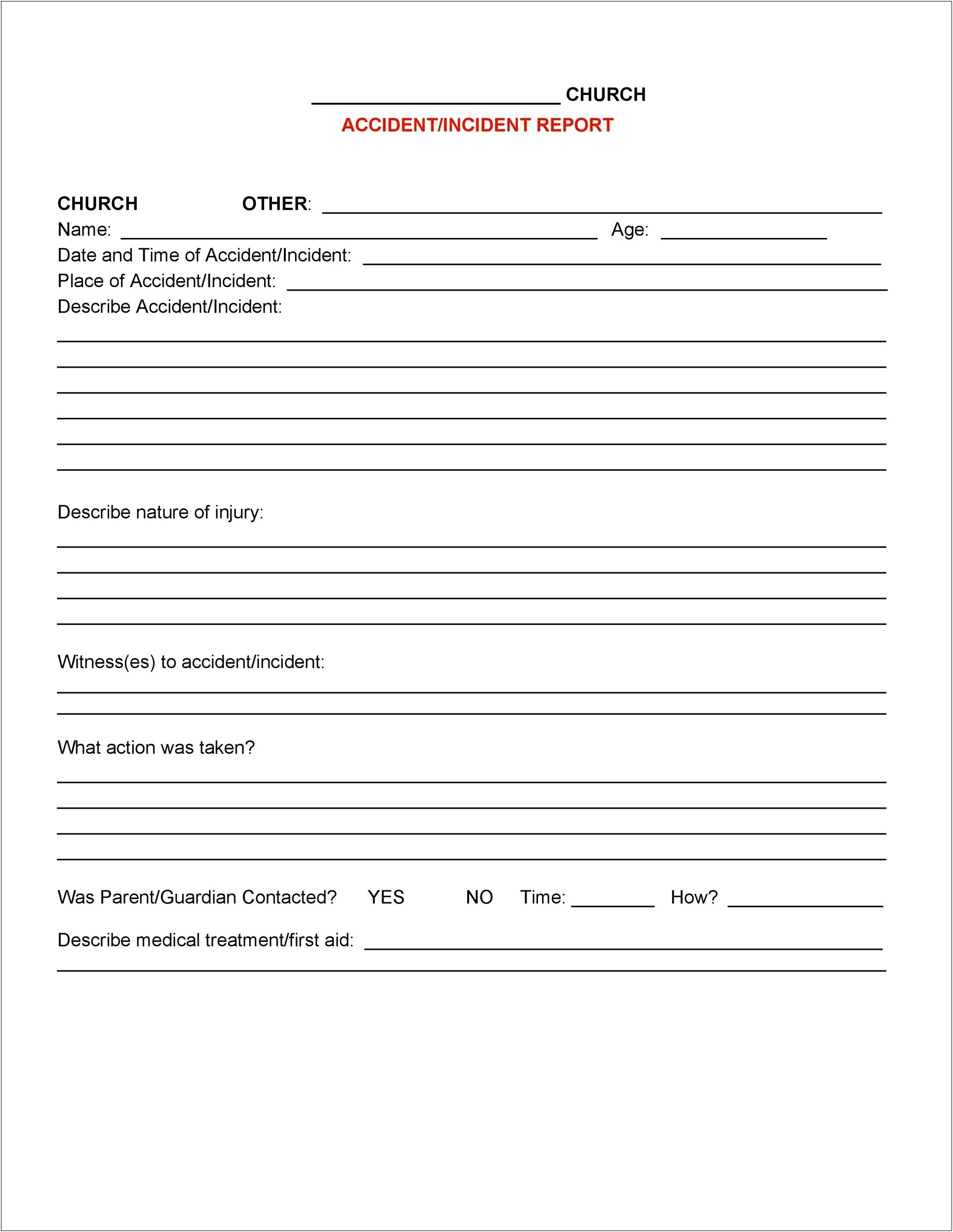 Vehicle Incident Report Template Word Doc