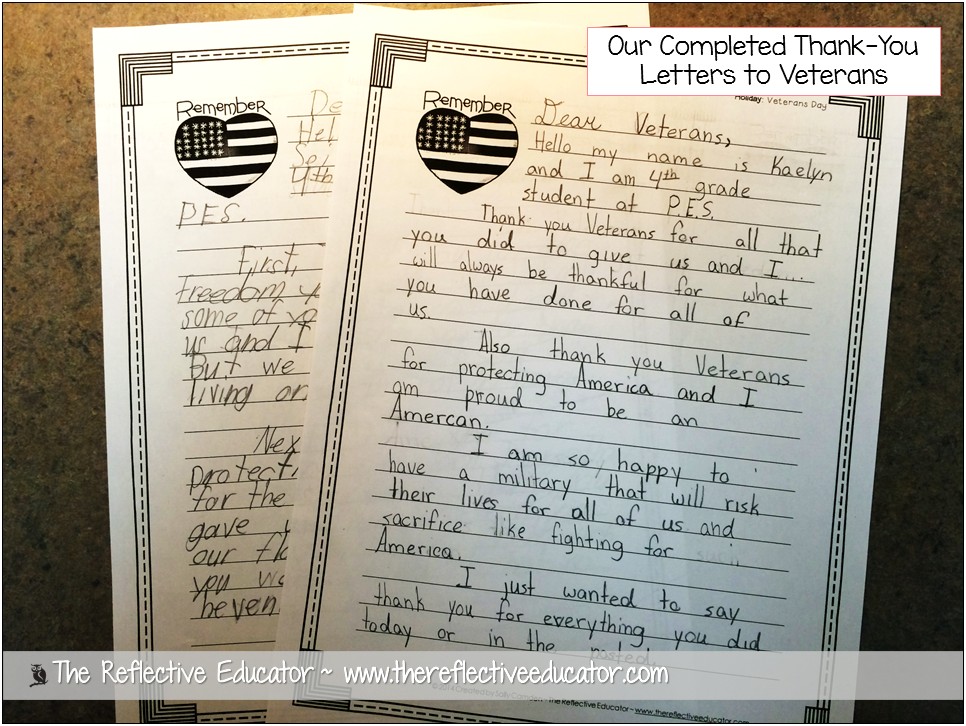 Veterans Day Letter And Picture Templates