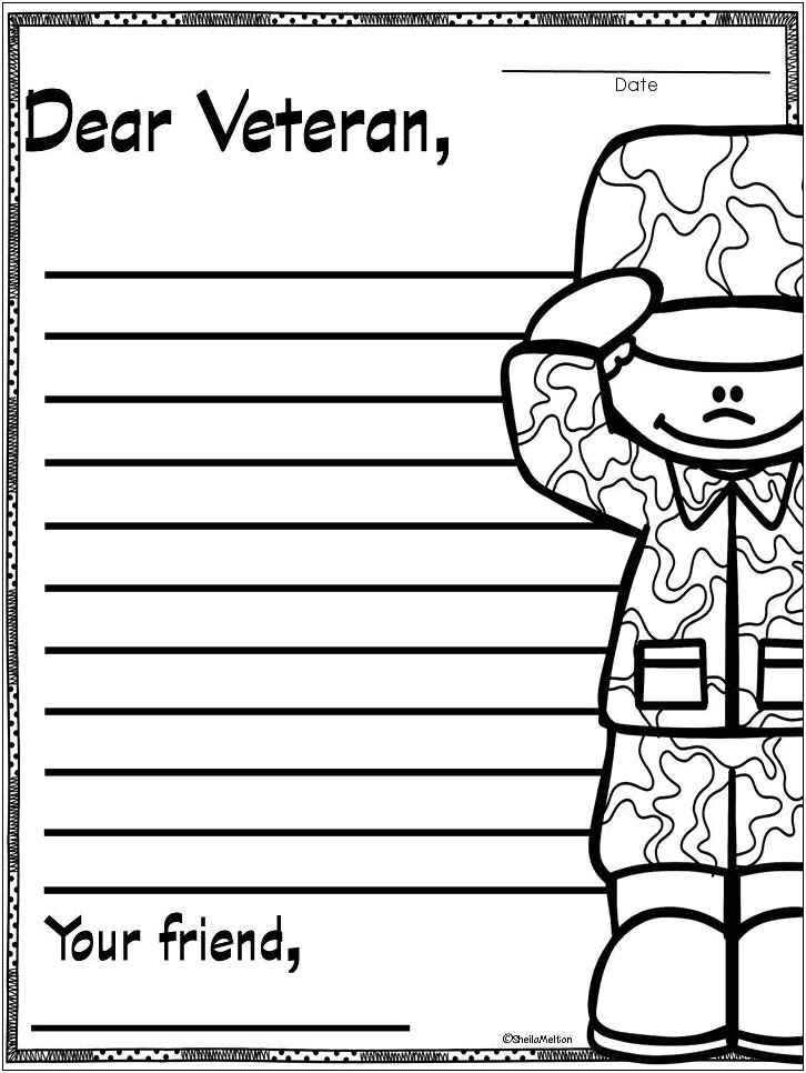 Veterans Day Letter With Drawing Template