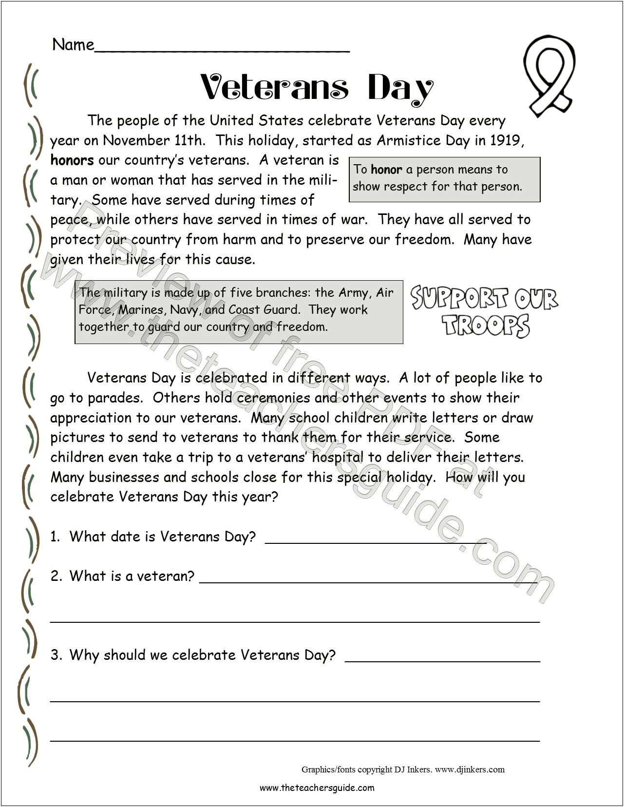 Veterans Day Thank You Letter Template