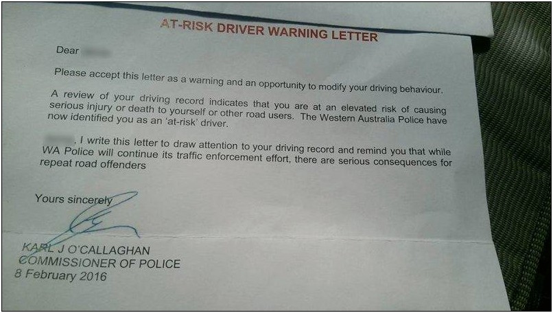Vic Police Official Warning Letter Template