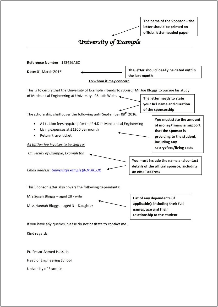 Visa Sponsorship Letter Template For Uk