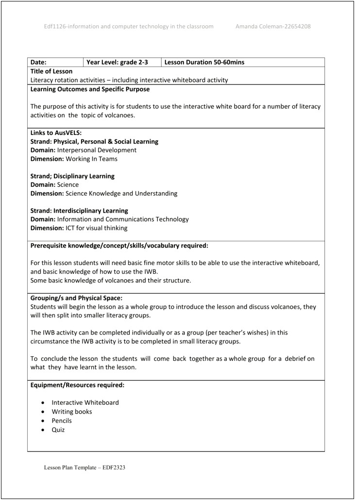 Visible Learning For Literacy Lesson Plan Template