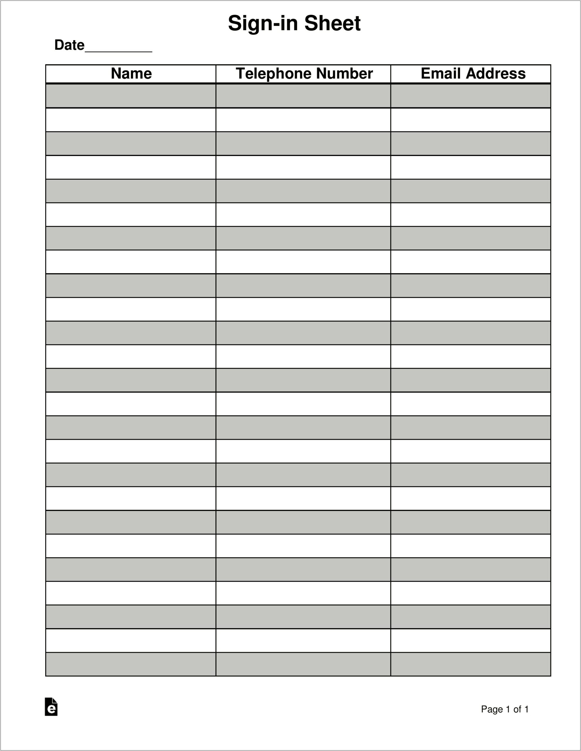 Visitor Sign In Sheet Template Word Doc
