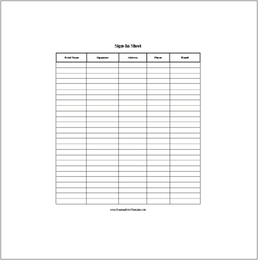 Visitor Sign In Sheet Word Template