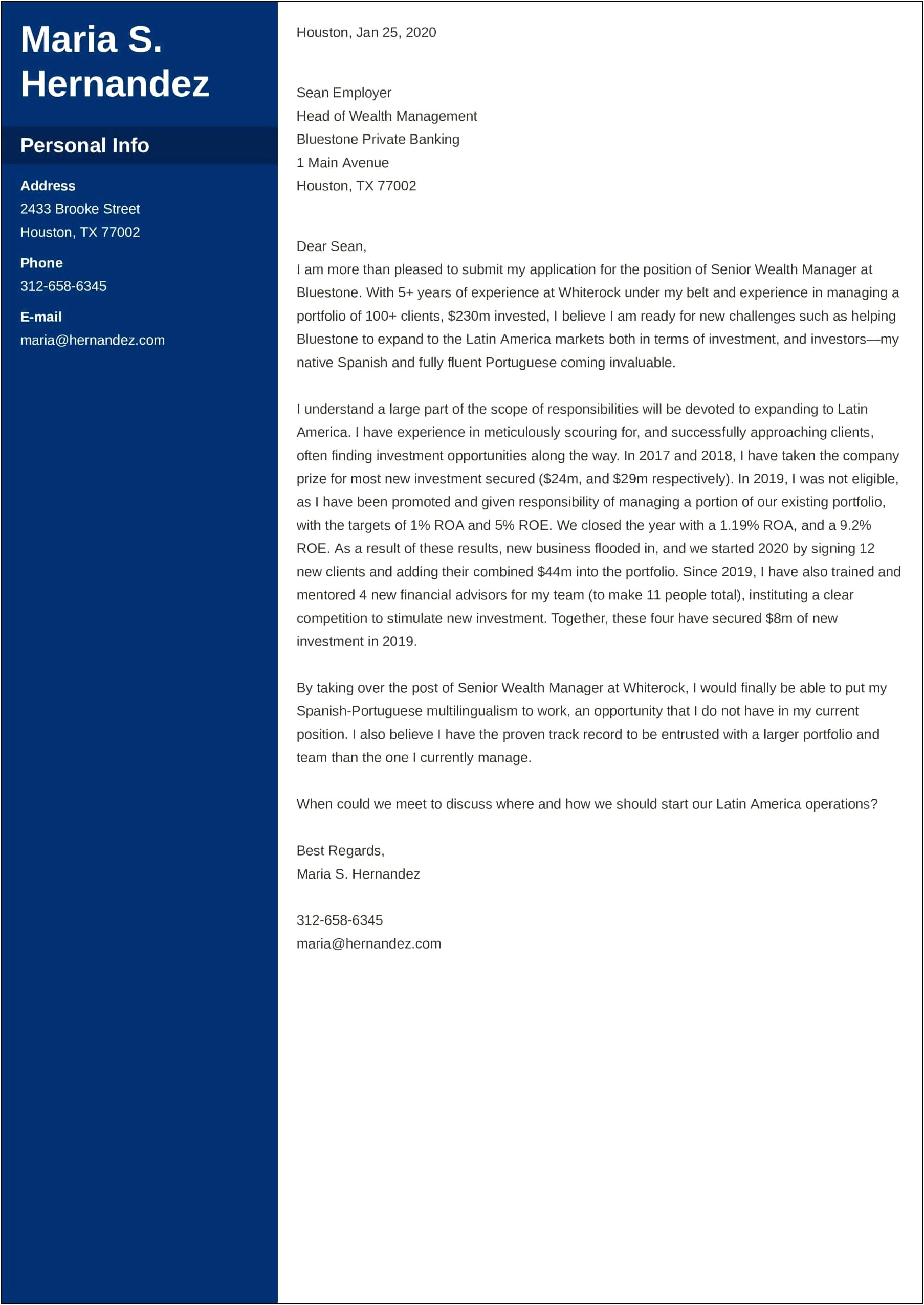 Wall Street Office Cover Letter Template