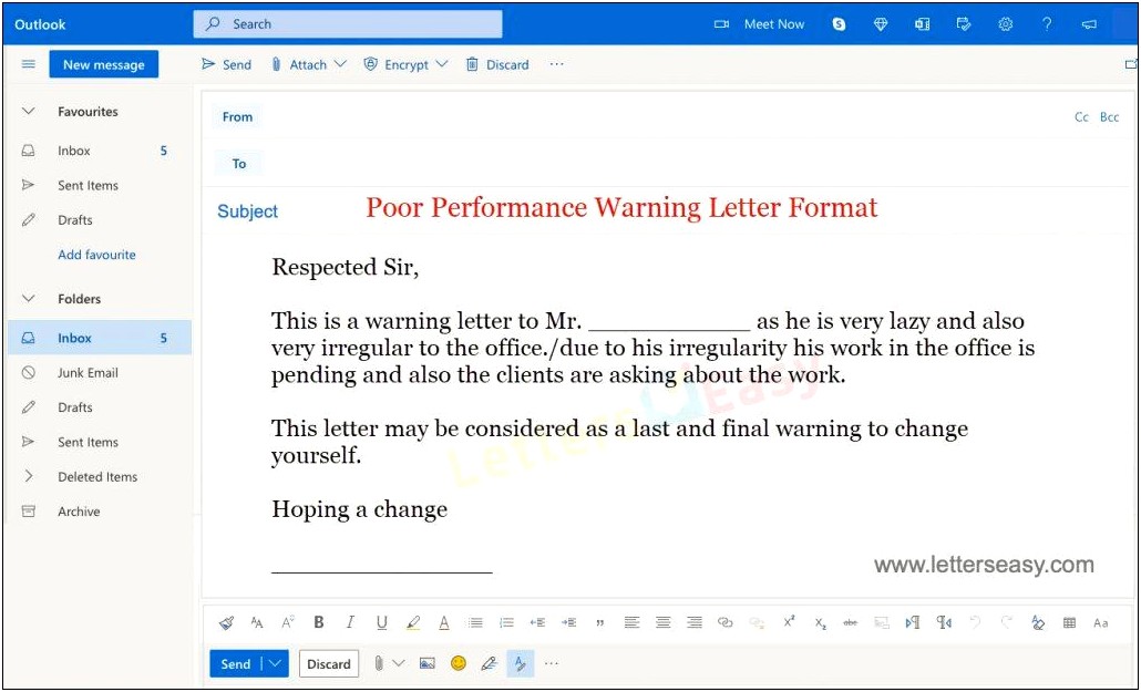 Warning Letter For Non Performance Template