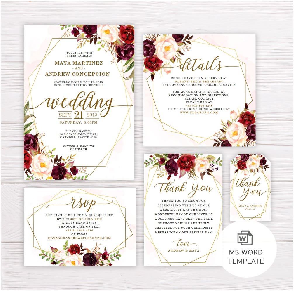 Wedding Details Template For Microsoft Word