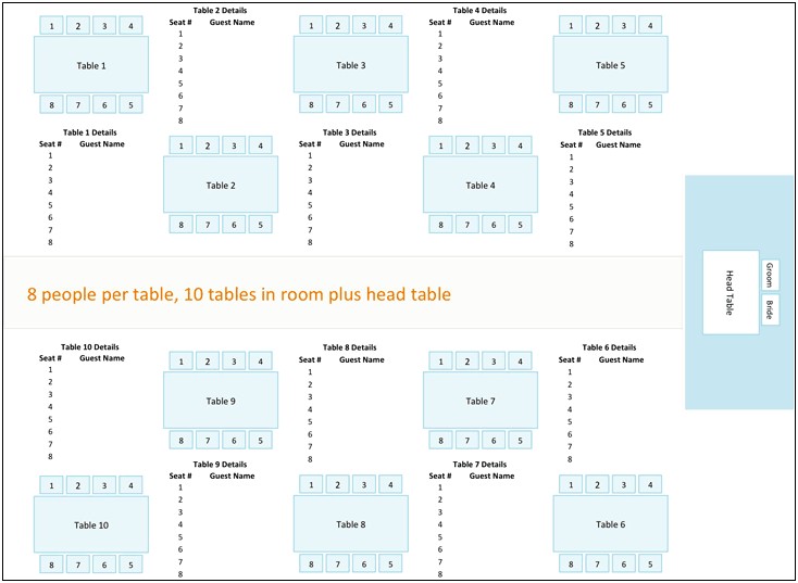 Wedding Seating Chart Template Word 10 Per Table