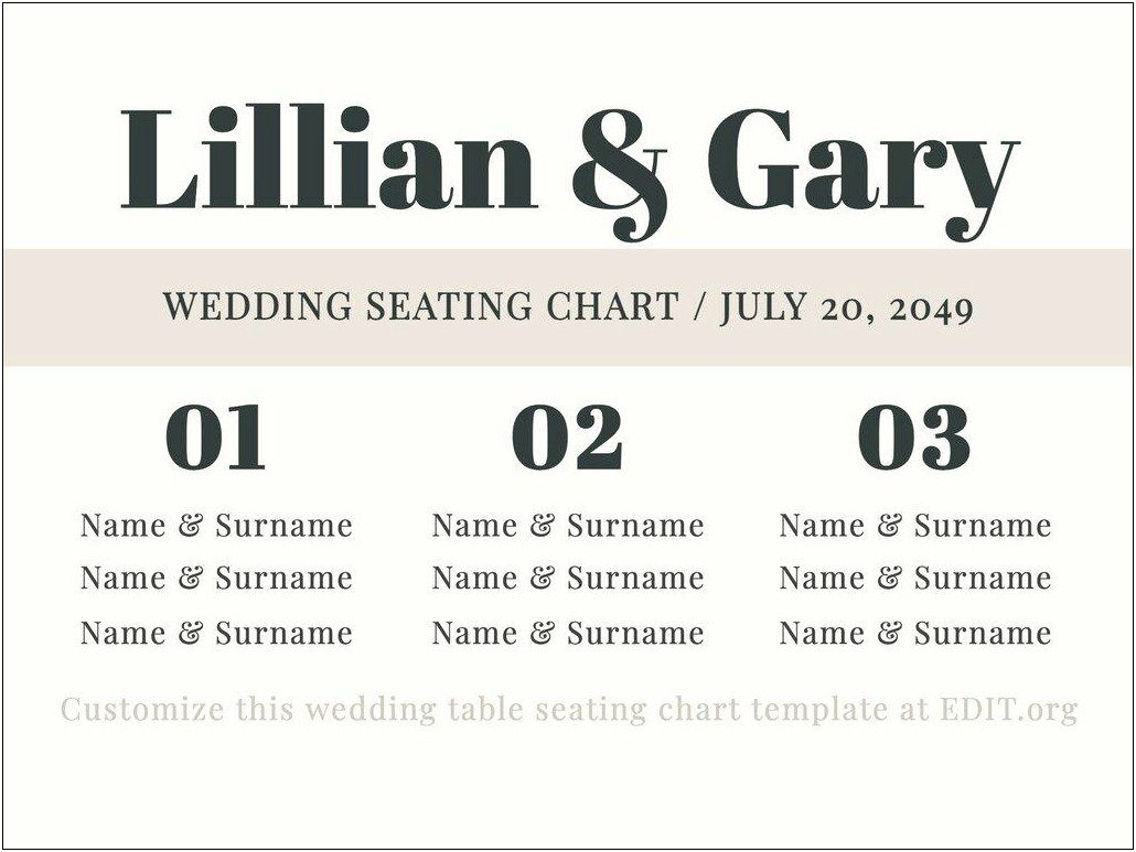 Wedding Seating Plan Template Round Tables