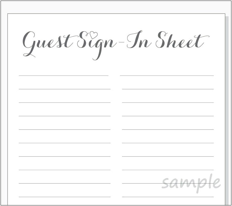 Wedding Sign Up Sheet Template Word