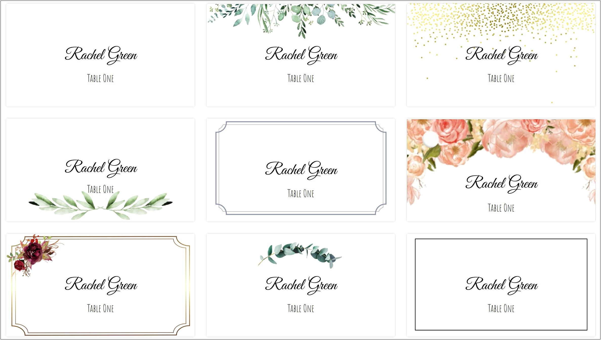 Wedding Table Seating Template Word Free