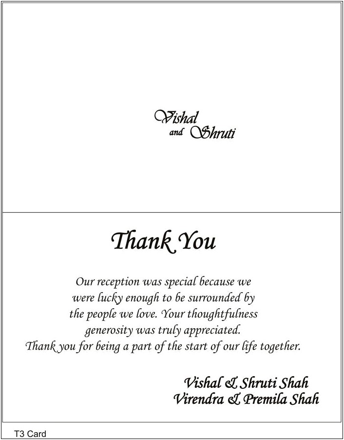 Wedding Thank You Notes Wording Template