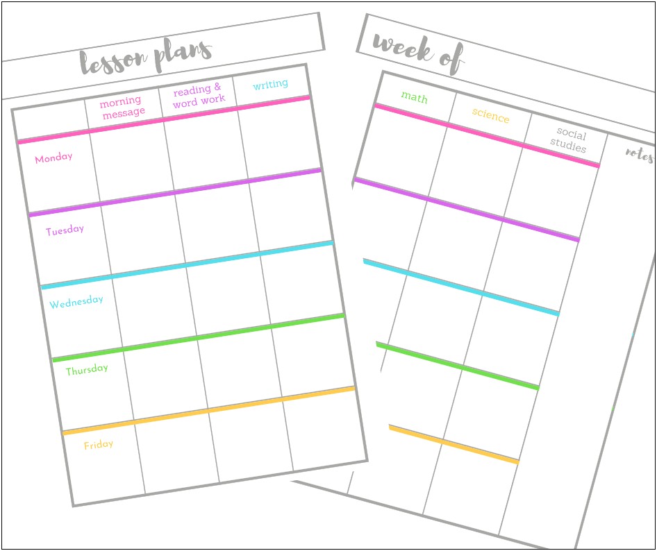 Week At A Glance Lesson Plan Template