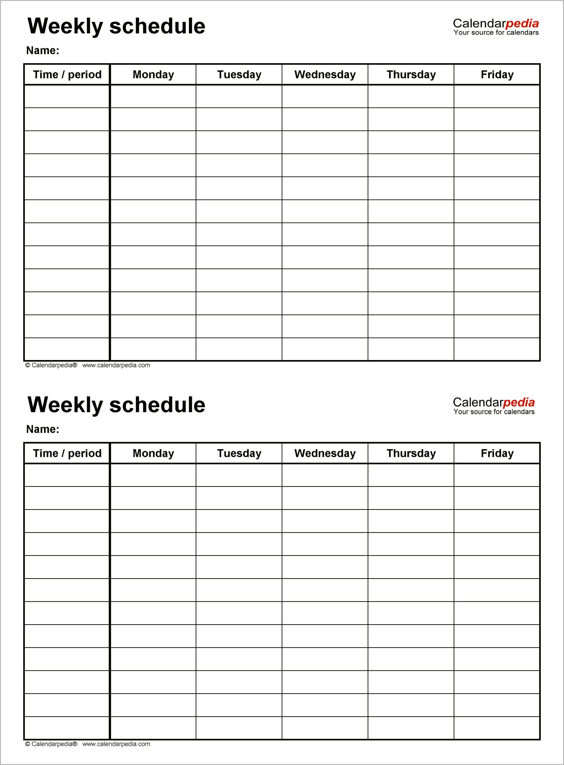 Weekly 2 Page Lesson Plan Template Xls