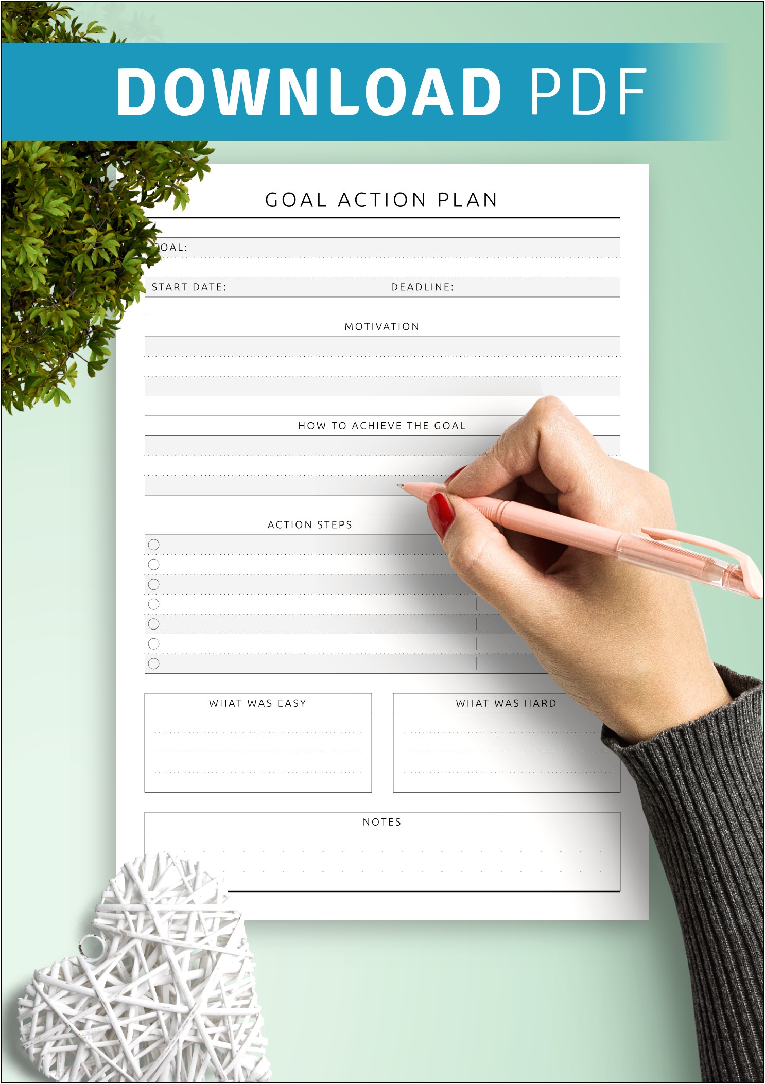 Weekly Action Plan To Goals Template