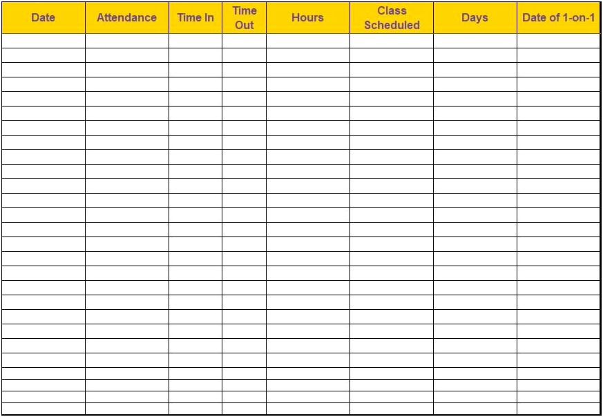 Weekly Attendance Sheet Free Word Template