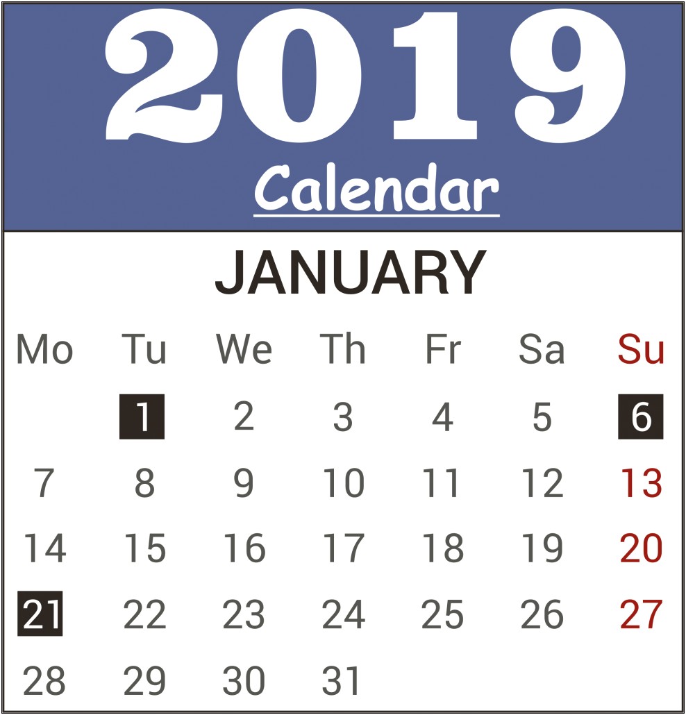 Weekly Calender 2019 Template For Word