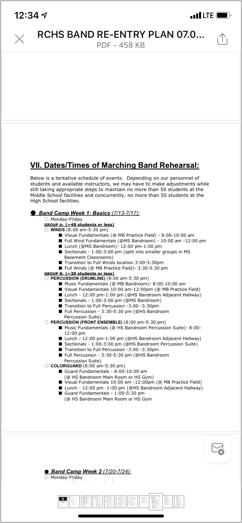 Weekly High School Band Lesson Plan Template