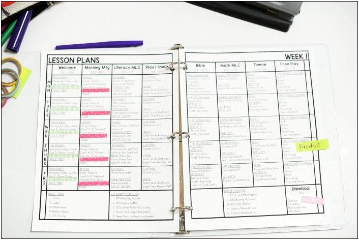 Weekly Lesson Plan Template Block Schedule