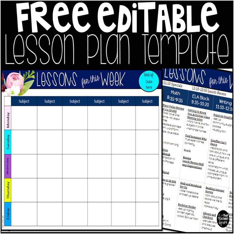 Weekly Lesson Plan Template For Google Docs