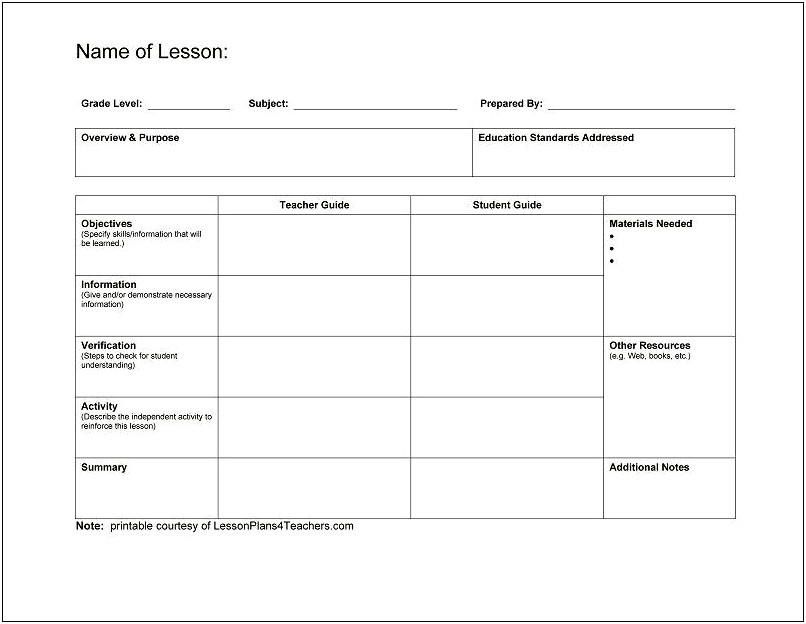 Weekly Lesson Plan Template On Word