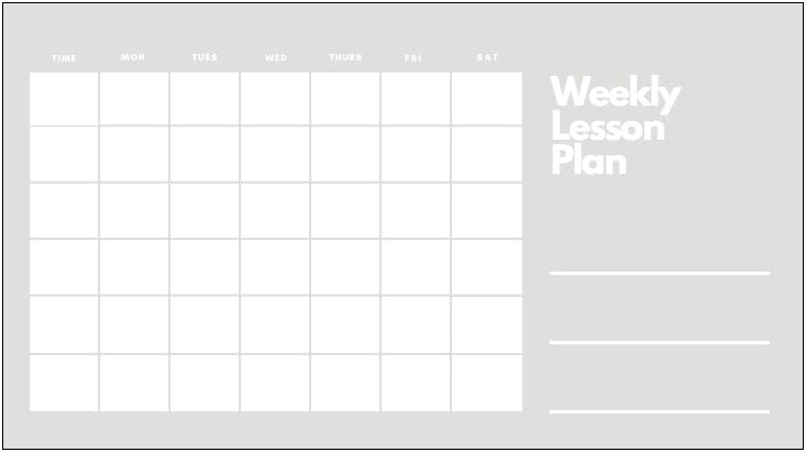 Weekly Lesson Plan Templates For Elementary Teachers