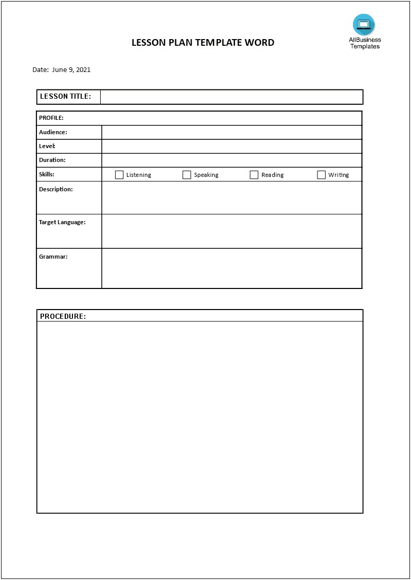 Weekly Lesson Plan Templates Word Doc Common Core
