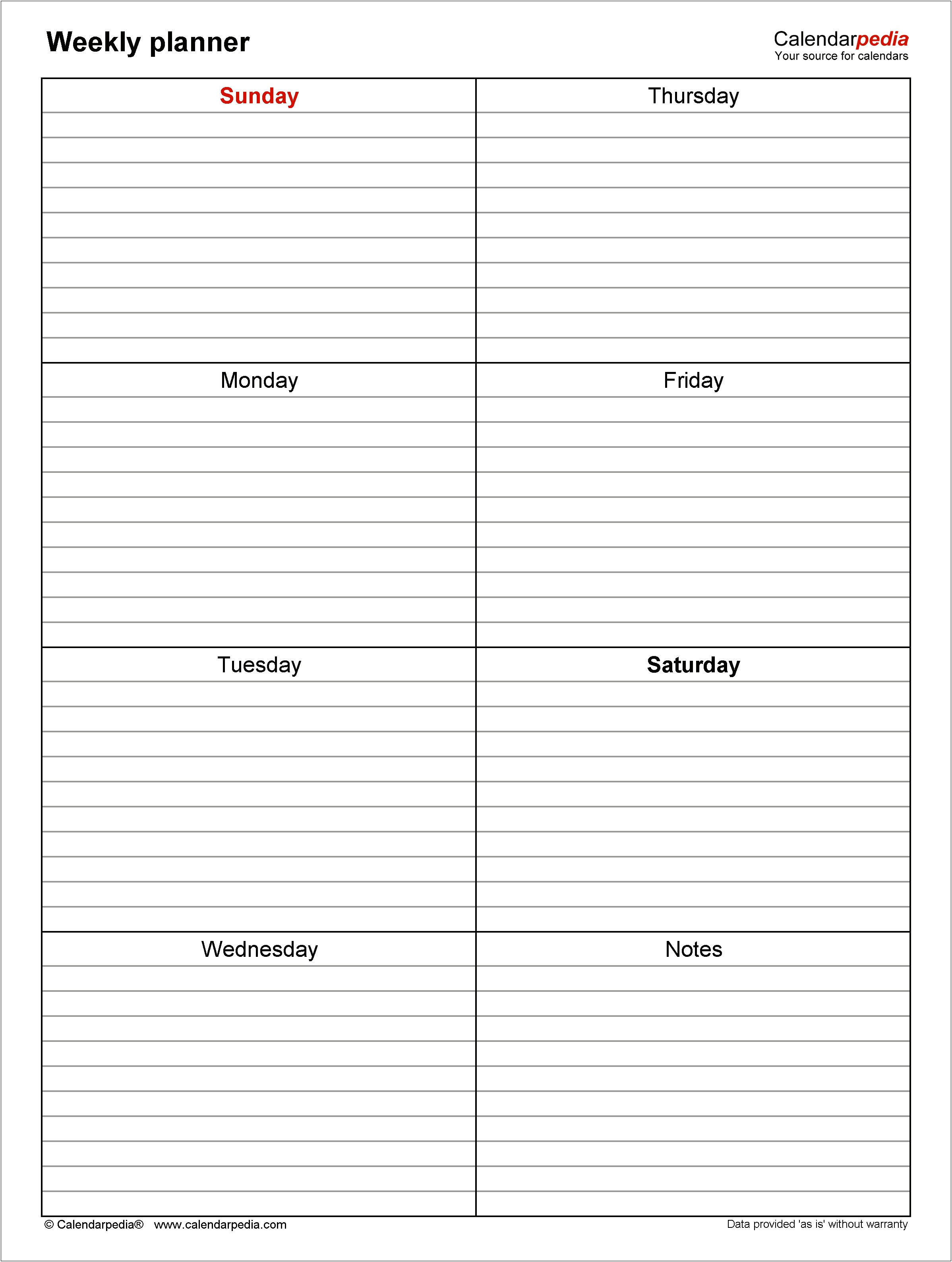 Weekly Meal Plan Template For Word