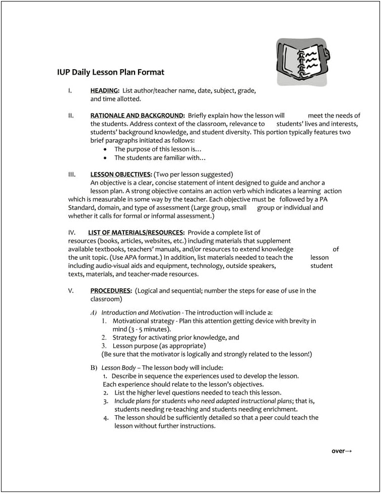 Weekly Plan Template For Resource Teachers