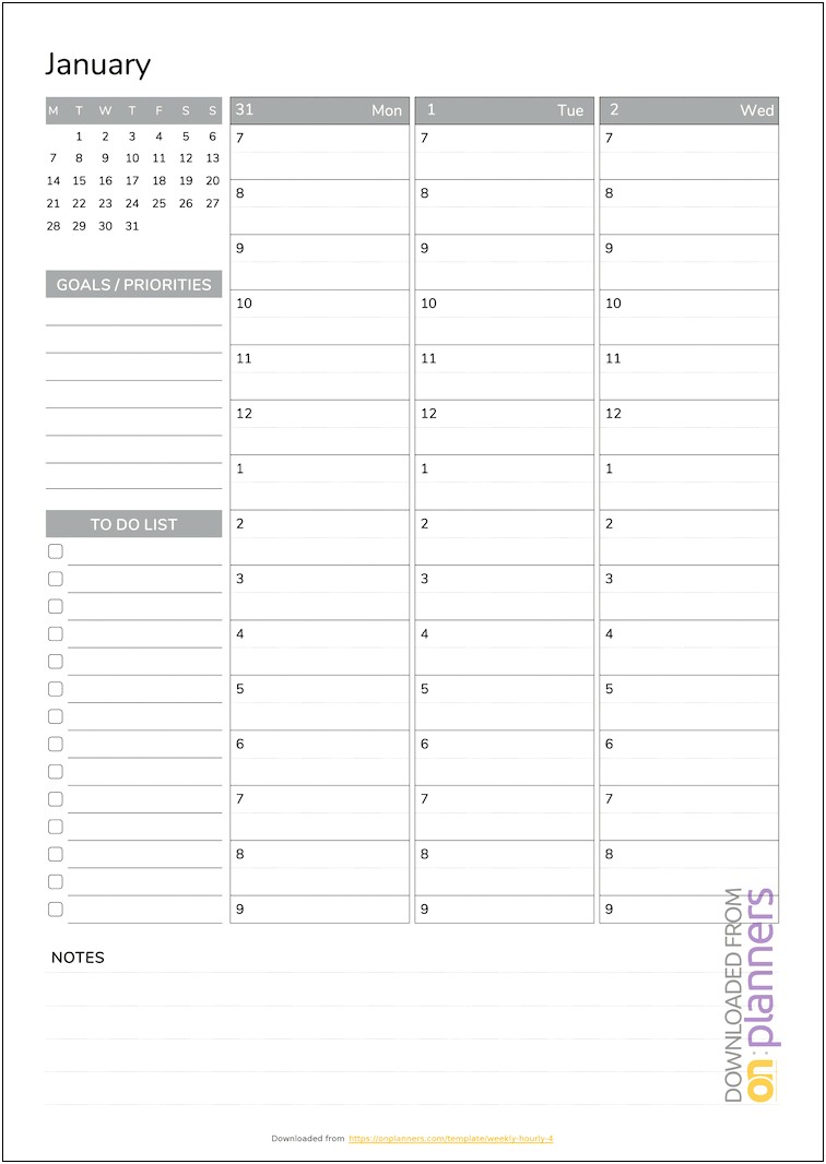 Weekly Planning And Progress Record Template