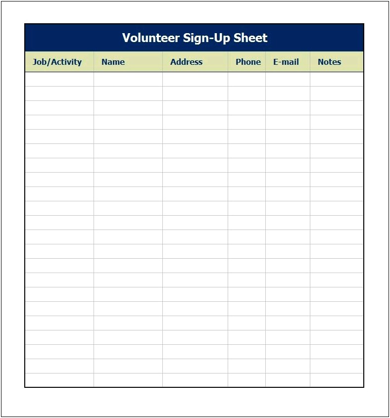 Weekly Sign In Sheet Template Word