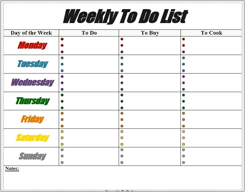 Weekly To Do List Template Word