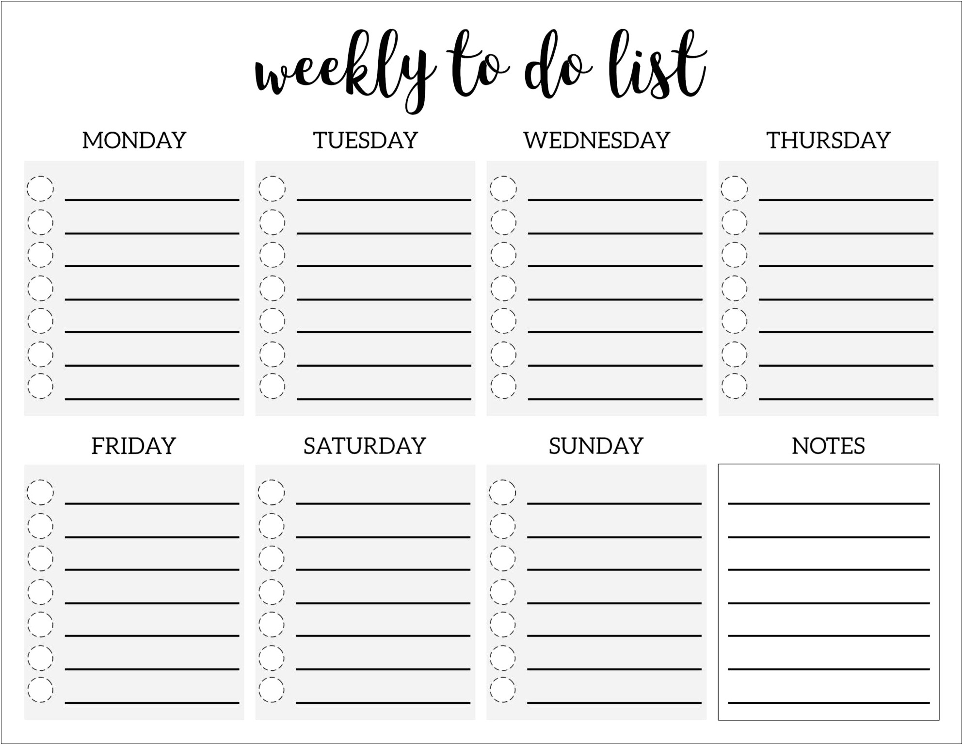 Weekly To Do List Word Template