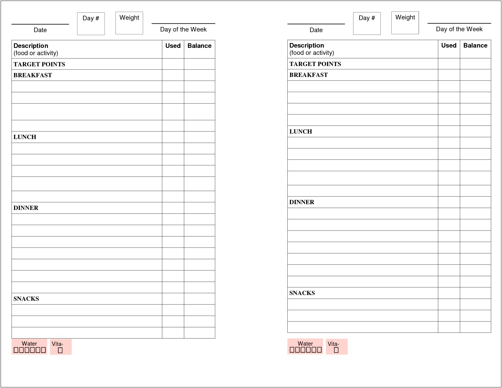 Weight Watchers Meal Plan Template Pdf