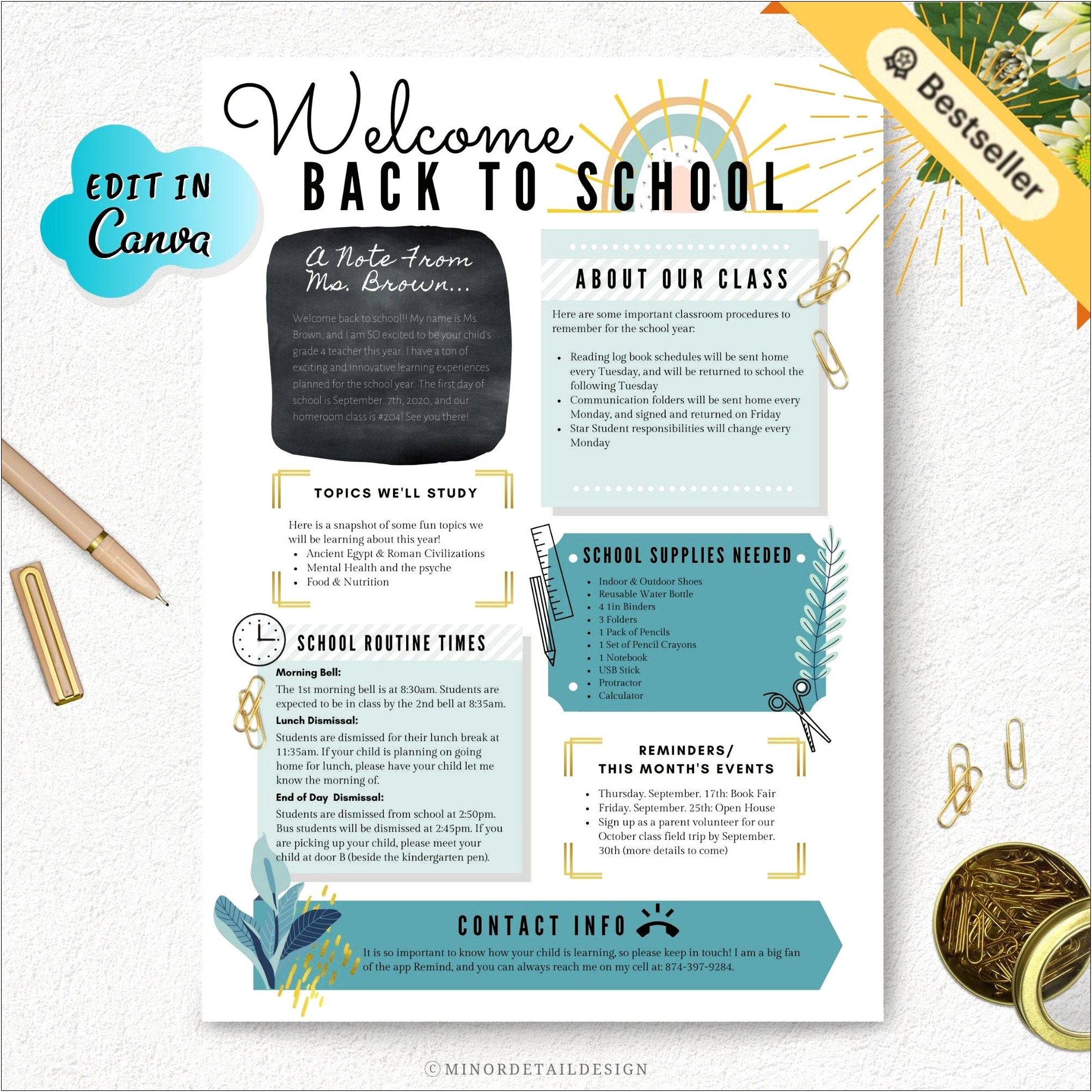 Welcome Back Letter To Parents Template