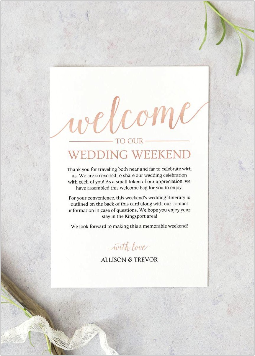 Welcome Letter For Wedding Guest Template