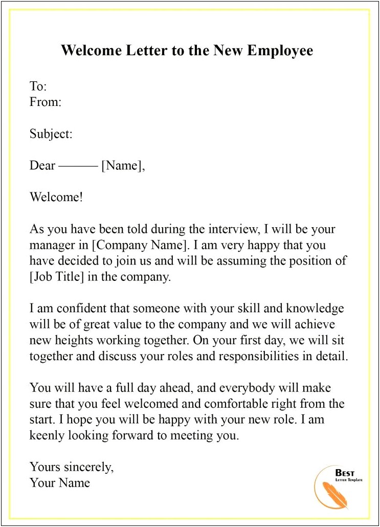 Welcome Letter Template For New Customer