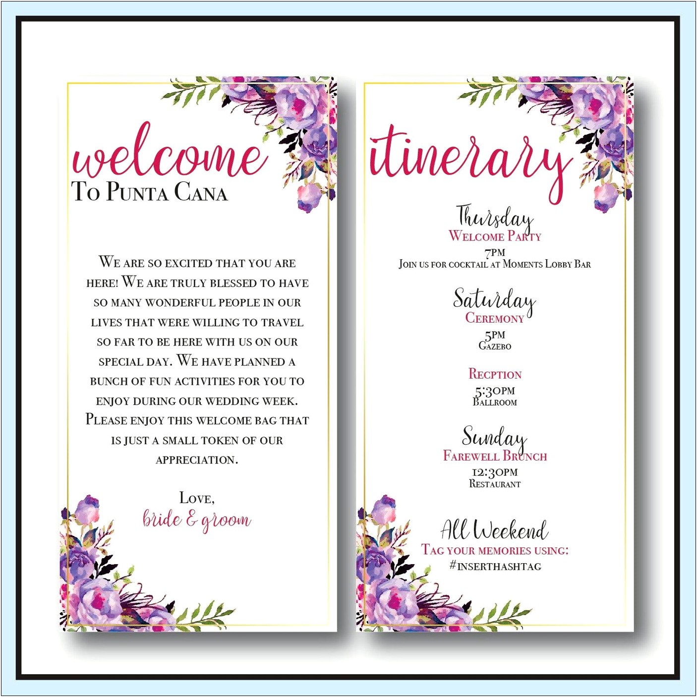 Welcome Letter Template For Wedding Guests