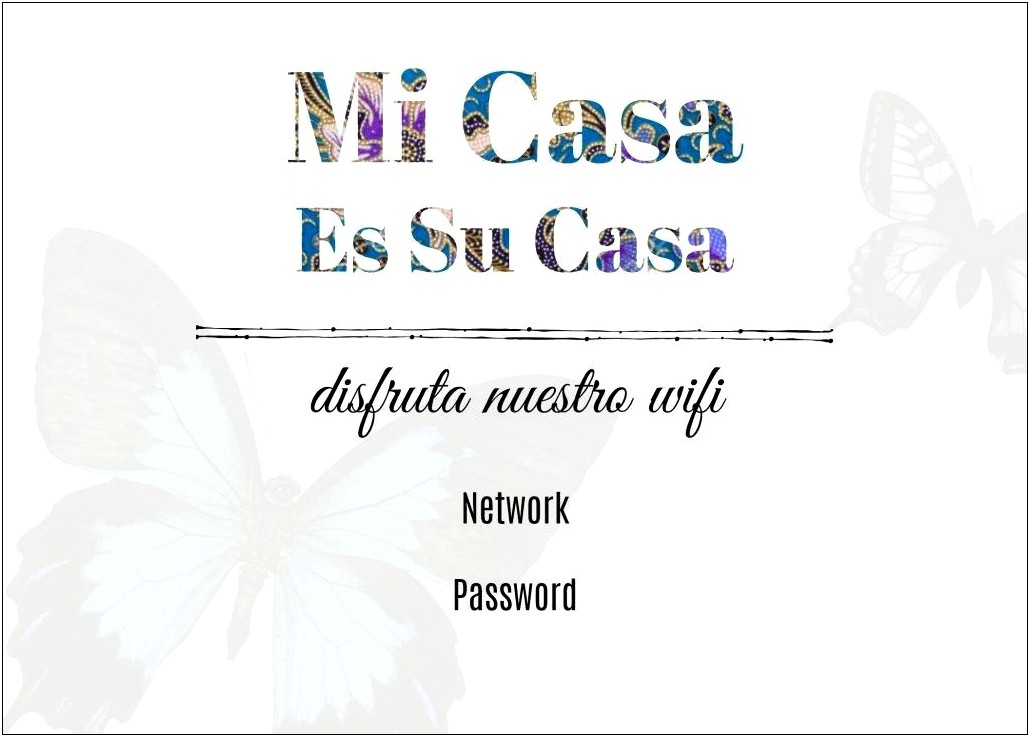 Wifi Password Sign Template Word 4x7