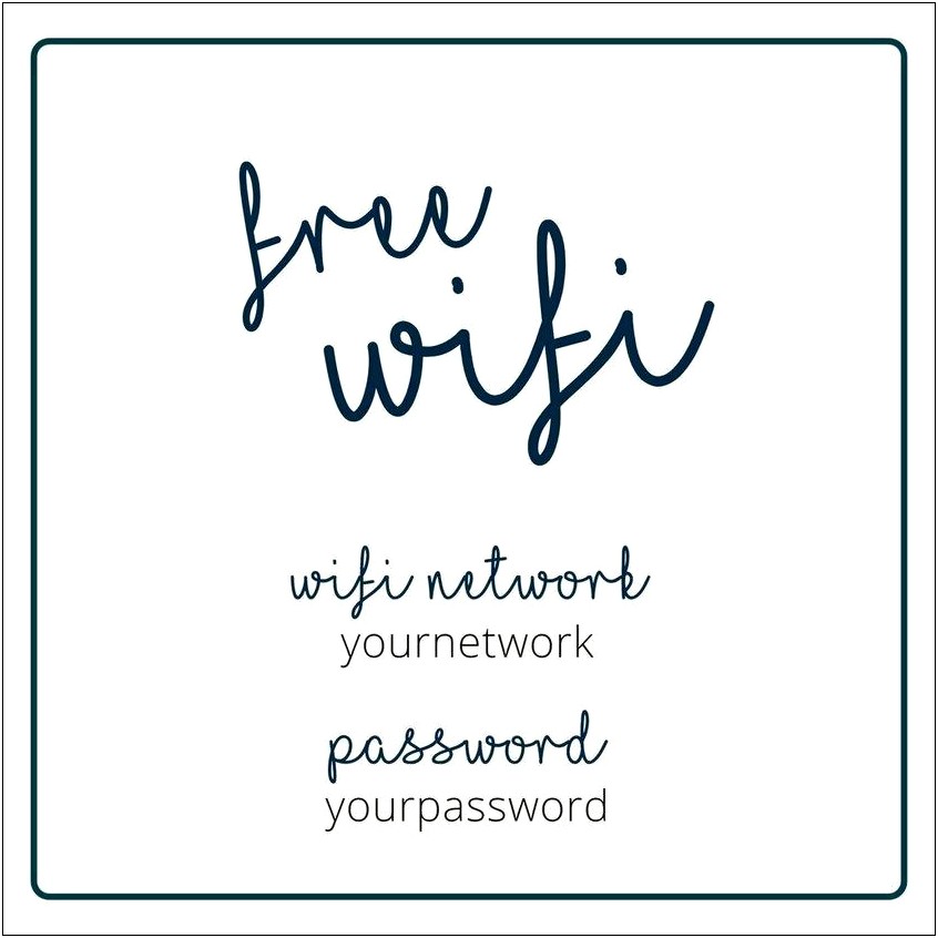 Wifi Password Sign Template Word 5x7