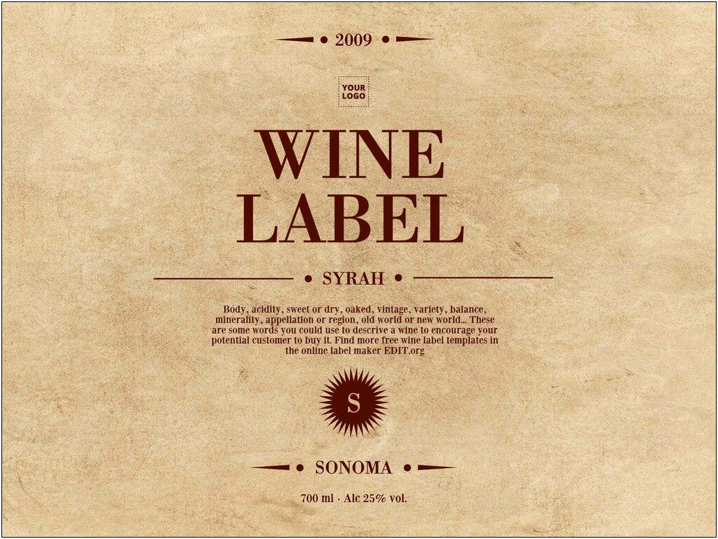 Wine Bottle Label Template Word Free
