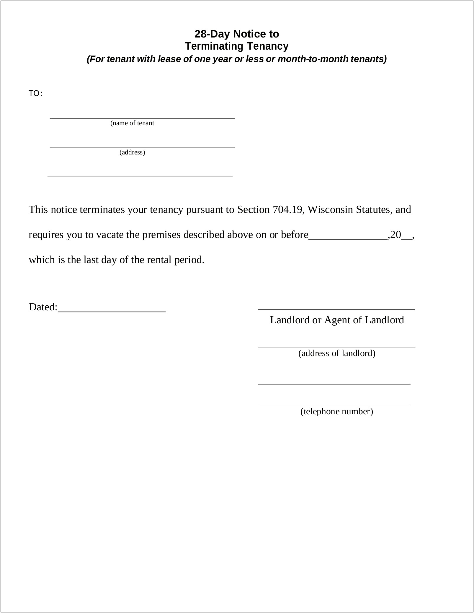 Wisconsin Notice Of Lease Default Letter Template