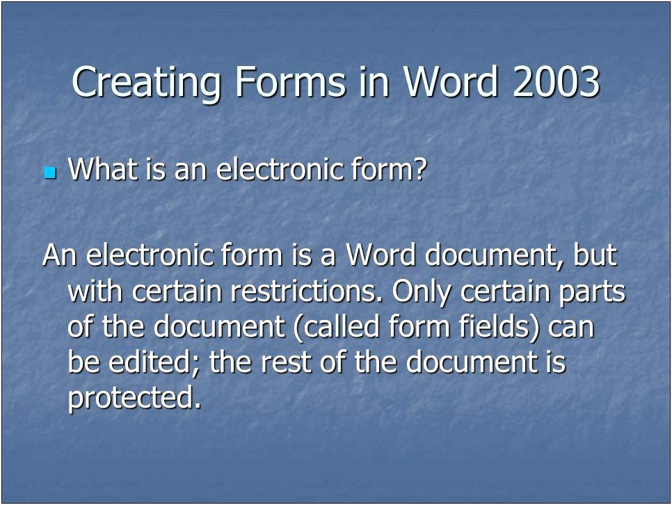 Word 2003 Using Templates With Fields